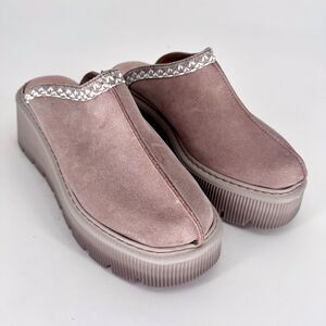 Carlo Pera Tan Leather Suede Italian Platform Clog Mules Size 41 (US 9.5)
